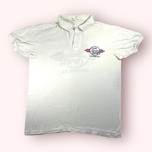 Vintage 90's White Louie Louie's Diner Collared Polo Golf Shirt Men's Size L